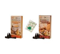 KNOX Conos de incienso - Juego de 2 velas de café de Navidad - Aromas: Caffe Latte, pan de jengibre - Cantidad: 48 incluye 3 conos de incienso como muestras de aroma brisa marina - Fabricado en