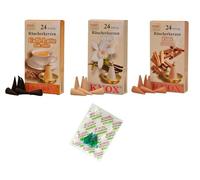 KNOX Conos de incienso - Juego de 3 conos de vainilla con canela - Aromas: Caffe Latte, vainilla, canela - Cantidad: 72 Incluye 3 conos de incienso como muestras de aroma brisa marina - Fabricado en