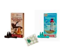 KNOX Juego de 2 conos de incienso de viaje a América del Sur - Aromas: tabaco Virginia, brisa marina - Cantidad: 48 incluye 3 conos de incienso como muestras de brisa marina - Fabricado en Alemania