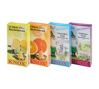 Knox Juego de 4 conos de incienso - Fragancias de primavera - Aromas: limón, naranja, lavanda y violetas - Cantidad: 96 - Fabricado en Alemania
