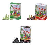 KNOX Mini conos de incienso tamaño S - Juego de 3 con las notas aromáticas: incienso, abeto, mezcla de colores, 72 unidades en total - Fabricado en Alemania