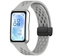 KNOXS Correa Compatible con Huawei Band 11 Banda, Quick Fit Pulseras Suave Transpirable Silicona Reemplazo Correa Repuesto Ajustable Band con Hebilla de Metal (Gris)