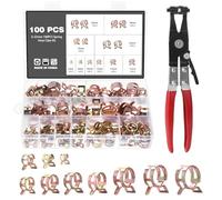 Knpwer 100 clips de manguera de resorte, 10 tamaños de abrazaderas para línea de combustible, tubo de aire y vacío de silicona con alicates