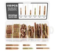 Knpwer 100 unids tornillo doble rosca perno longitud M6 M8 M10,Doble cabeza autorroscante,Perno roscado doble extremo, doble extremo madera para madera muebles fijación de tobillo