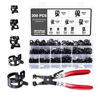 Knpwer 300 clips de manguera de línea de combustible, 10 tamaños, tubo de agua, tubo de aire, abrazadera de silicona para manguera de vacío, con alicates de abrazadera de manguera de 5 a 18 mm
