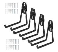 Knpwer 4 ganchos de garaje, ganchos dobles de pared, resistentes soportes de pared para productos a granel, bicicletas (11,3 x 12,8 cm, negro)