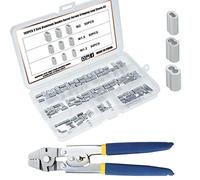 Knpwer 601 piezas herramienta de prensado de cuerda de alambre de hasta 2,2 mm, engarzadora de cuerda de alambre, con 150 piezas 3 tamaños kit de manga de bucle de prensado de virola de doble barril