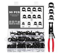 Knpwer 90 piezas de clips para manguera de línea de combustible, tubo de agua, tubo de aire, abrazadera de manguera de vacío de silicona, 5 tamaños, con unas pinzas para abrazaderas de manguera