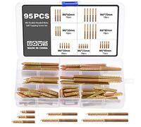 Knpwer 95 Pcs M6 Tornillo Doble Rosca Perno Longitud,Doble Cabeza autorroscante,Perno roscado de doble extremo, doble extremo de madera para muebles de madera fijación de tobillo