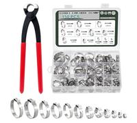 Knpwer - Collares de sujeción para orejas únicas, acero inoxidable 304,12 tamaños con anillos de 6-33,1 mm, collares de sujeción simples,abrazadera de sujeción sin cojinete