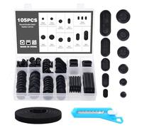 Knpwer - Juego de 105 ojales de goma, 11 tamaños, pasadores de hilo de goma de agujero, tapones de ojal de goma, con cuchillo artesanal y kit de ataduras para cables