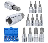 Knpwer Juego de 13 Llaves de Vaso Torx, T8-T70, Acero, 1/4, 3/8 y 1/2 Pulgadas