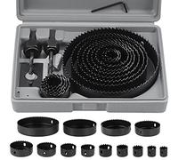 Knpwer Juego de 20 sierras de campana, bimetal, acero al carbono, 19-127 mm, sierra de campana, caja para madera, placa de yeso y placas de yeso