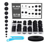 Knpwer - Juego de 81 ojales de goma, 10 tamaños, pasadores de alambres de goma, tapones para ojales de goma, con cuchillo artesanal y kit de ataduras para cables