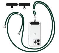 Knrlqim Cordón Cuerda para Teléfono Móvil Universal, Correa Funda Teléfono Móvil en Cuello,Colgante Ajustable Correa Compatible con Todas Las Teléfonos, con 2 Parches,Verde Oscuro