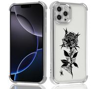 Knrlqim Funda para Apple iPhone 16 Pro MAX 6,9", Aesthetic Flore Rose Negra Dibujos Carcasa Cover, Lujo Plata Galvanizado Suave Antigolpes Anti-arañazos Antihuellas Bumper Protección de Cámara Case