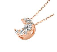 KnSam 9 K/14 K/18 K oro rosa collares mujer 0.16 ct laboratorio creado cadenas de diamante para mujeres colgante luna colgante redondo blanco joyería auténtica mujer cadena 750/585/375 oro 45 cm, Oro