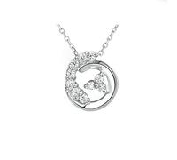 KnSam 9K/14K/18K Oro Blanco/Platino Collar Mujer Joyas de Oro Real Creado Laboratorio Cadenas de Diamante para Mujeres Círculo Colgante Redondo Blanco Cadena Mujer Au 750/585/ 375, Platino 950