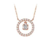 KnSam 9K/14K/18K Rotgold Halskette Damen Jugendstil, 0.21ct Labor Created Diamant Kette Frau Geschenk Kreis Anhänger Rundschliff Weiß Echtschmuck Damenkette Au750/585/375 Gold, 45CM, Oro rosa de 14