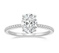 KnSam Alianzas de mujer individuales de plata de ley 925, ovalado, anillo de eternidad, anillo de boda para mujer con circonitas, anillos de boda decorativos, Plata de ley, Circonita cúbica