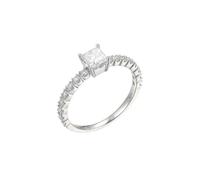 KnSam Alianzas de oro blanco de 9 K/14 K/18 quilates/platino, joyas de oro auténtico, creadas en laboratorio, diamante clásico, corte princesa, blanco, anillo de oro de 18/14/9 quilates, talla 47-70