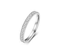 KnSam Anillo de boda de acero inoxidable de 3 mm, anillo de eternidad, fino y pequeño, con circonitas, para mujer, Acero inoxidable, Circonita cúbica
