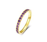 KnSam Anillo de boda de acero inoxidable de 3 mm, anillo de eternidad, fino y pequeño, con circonitas, para mujer, Acero inoxidable, Circonita cúbica