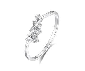 KnSam Anillo de boda de oro amarillo 750 de 18 K, con estrella de Saturno con diamante, 950 platino, talla 47 - 65, Oro blanco de 18 quilates (750), Diamante