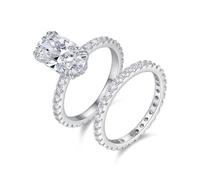 KnSam Anillo de boda de oro amarillo Au750, para parejas de eternidad con moissanita, anillo de compromiso PT950 platino, talla 47-65, Oro blanco 585 de 14 quilates, Moissanita