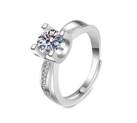 KnSam Anillo de boda de oro blanco Au750 de 18 quilates, anillo de compromiso, anillo de diamante geométrico con laboratorio creado con diamante, oro 750, plata, talla 47-65, Oro blanco 585 de 14