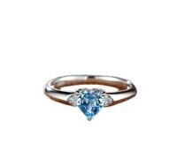 KnSam Anillo de boda de oro blanco de 9 K/14 K/18 K, con corazón de topacio, anillo de oro real con moissanite de oro de 18/14/9 quilates, talla 47-70, Oro blanco 375 de 9 quilates, Topacio Moissanita
