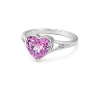 KnSam Anillo de boda de oro blanco de 9 K/14 K/18 K, joyas de oro auténtico, anillo de boda con corazón creado en laboratorio, rosa, zafiro, rosa, corte de corazón, anillos de banda de diamante blanco