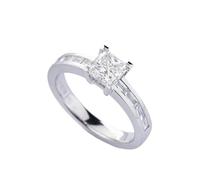 KnSam Anillo de boda de oro blanco de 9 K/14 K/18 K/platino, joyas de oro auténtico, creado en laboratorio, anillo clásico de corte princesa blanco, anillo de oro de 18/14/9 quilates, talla 47-70, Oro