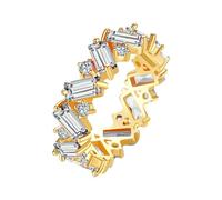 KnSam Anillo de boda de oro de 18 quilates, banda de boda clásica con moissanita, corte rectangular, anillo de boda Au 750, oro verde oliva, talla 47-65, Oro amarillo de 9 quilates (375), Moissanita