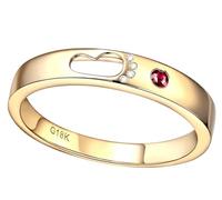 KnSam Anillo de boda de oro rosa de 18 quilates, oro rosado/oro, rubí, huella de pie, rojo, diamante Au750 oro, talla 49-70, Oro rosa de 18 quilates, Rubí Diamante