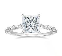 KnSam Anillo de boda de plata de ley 925, 4 garras, anillo de eternidad para mujer, con circonitas, anillo gótico, Plata de ley, Circonita cúbica