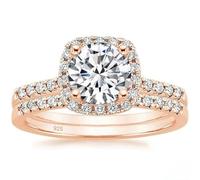 KnSam Anillo de boda de plata de ley 925, anillo de eternidad, 2 unidades, anillo para mujer con circonitas, anillos para cortina, Plata de ley, Circonita cúbica