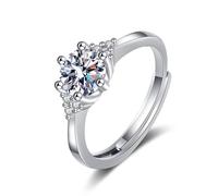 KnSam Anillo de boda Moissanit, alianzas clásicas de 18 K Au750, oro blanco, oro 750, anillos de la amistad auténticos, plata, talla 47-65, Oro blanco de 18 quilates (750), Moissanita