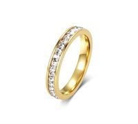 KnSam Anillo de compromiso de 4 mm para mujer, acero inoxidable, anillo de eternidad, fino y pequeño, con circonitas, anillo de boda vintage, Acero inoxidable, Circonita cúbica