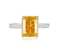 KnSam Anillo de compromiso de oro amarillo 750 de 18 quilates, de plata de ley 950, talla 47-65, Platino 950, Citrino Moissanita