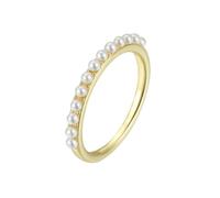 KnSam Anillo de compromiso de oro amarillo de 9 K/14 K/18 K, pequeño con perla, anillo de boda de oro Au 375/585/750, talla 47-65, Oro amarillo de 18 quilates (750), Perla
