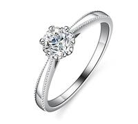 KnSam Anillo de compromiso de oro blanco 375/585/750 Au 375/750, anillo solitario con diamante creado en laboratorio, alianzas de boda, oro blanco 9 K/14 K/18 K, talla 47 - 65, Oro blanco 585 de 14