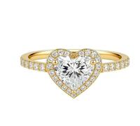 KnSam Anillo de compromiso de oro real Au 375/585/750, oro blanco, anillo de boda con corazón creado con laboratorio, diamante tallado en corazón, banda de boda oro blanco 9 K/14 K/18 K, talla 47 - 65