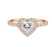 KnSam Anillo de compromiso de oro real Au 375/585/750, oro blanco, anillo de boda con corazón creado con laboratorio, diamante tallado en corazón, banda de boda oro blanco 9 K/14 K/18 K, talla 47 - 65