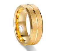 KnSam Anillo de compromiso para hombre, acero de tungsteno personalizado, 8 mm, con ranura, anillos de compromiso, unisex, vintage, Acero de tungsteno, Sin circonita