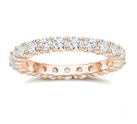 KnSam Anillo de compromiso para mujer de 3 mm, plata de ley 925, anillo de eternidad con circonitas, anillos de boda para mujer, Plata de ley, Circonita cúbica