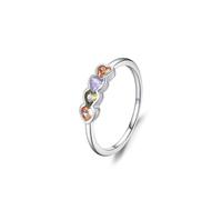 KnSam Anillo de compromiso para parejas de oro blanco Au 375/585/750, elegante corazón con amatista, naranja, lila, verde, corte de corazón, anillo solitario de 9 K/14 K/18 K, oro blanco, talla 47-65