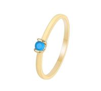 KnSam Anillo de oro amarillo de 9 K/14 K/18 K, joyas auténticas, solitario clásico, anillos de amistad con turquesa (corte redondo azul), anillo solitario Au375/585/750, talla 47-65, Oro amarillo 585