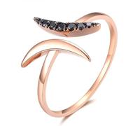 KnSam Anillo de oro rosa de 18 quilates Au750, ónix, corona negra, oro rosa de 18 quilates, talla 49 - 70, Oro rosa de 18 quilates, Ónix