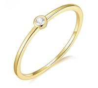 KnSam - Anillo de plata 925 para mujer, chapado en oro y anillo apilable con circonio, bisel fantasía, 65, Plata de ley, Circonita cúbica